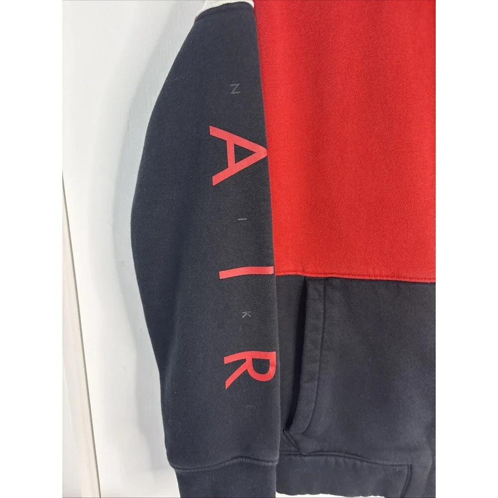 Nike Air Sweatshirt Boys Large Hoodie Full Zip Fleece Red Black Pockets Big Boys
